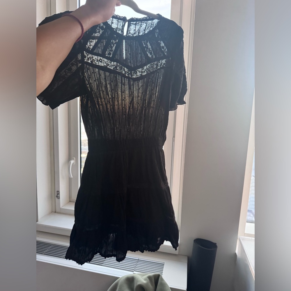 Zara Victorian black mini cotton dress size S